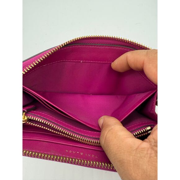 RETAIL $229 Tory Burch Charlie Zip Continental Wallet*PARTY FUSCHIA*EUC - Picture 9 of 12